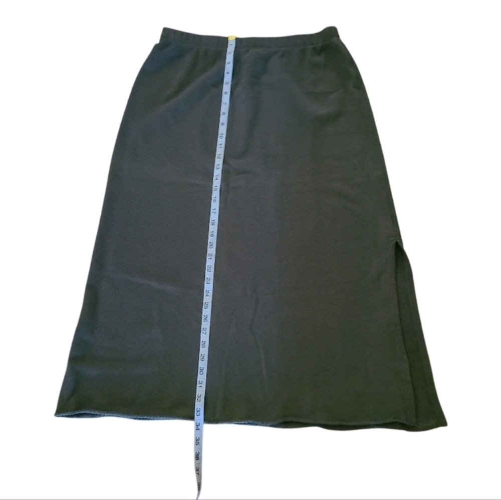 NWOT Eileen Fisher A Line Midi Side-Slit Skirt Khaki Green 100% Organic Cotton - Picture 14 of 17